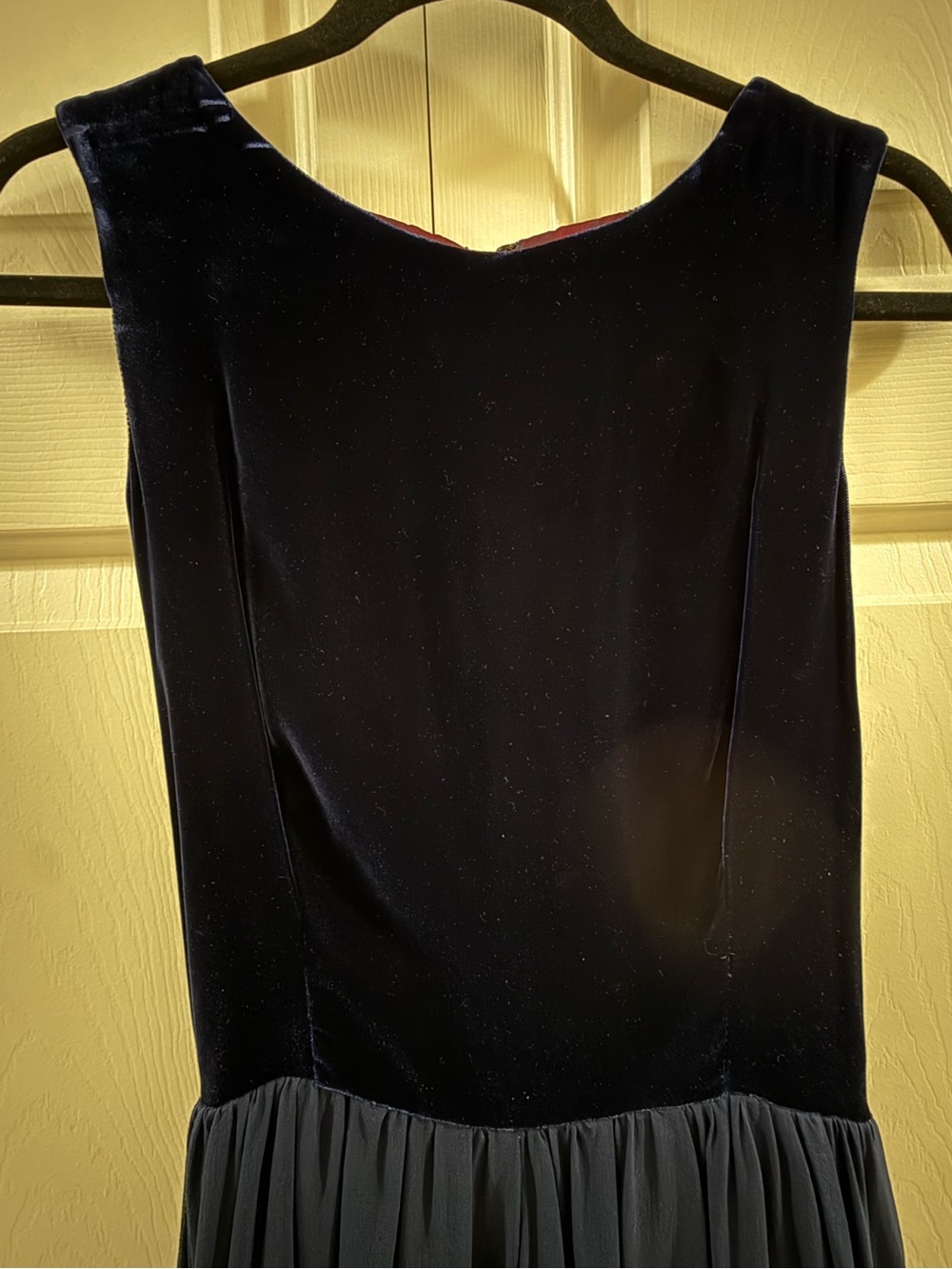 Vintage 90s Elizabeth Wayman Silk Velvet Formal Gown Navy Burgundy Sz 10 - Picture 3 of 14
